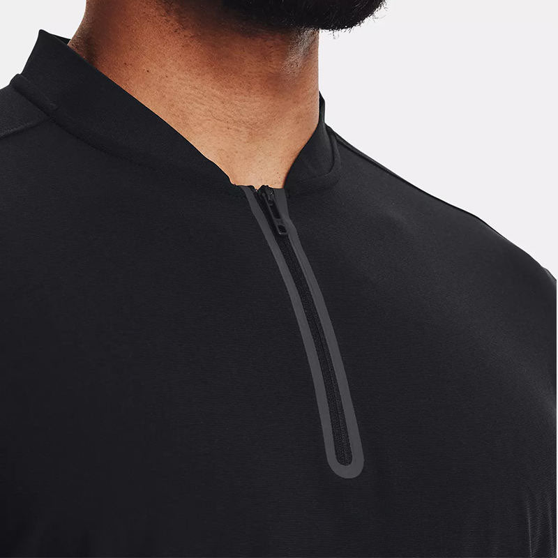 Custom Mens Black Golf Polo with Quarter-Zip Collar