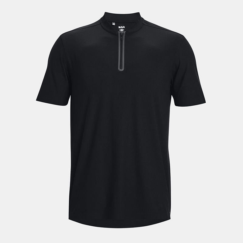 Custom Mens Black Golf Polo with Quarter-Zip Collar