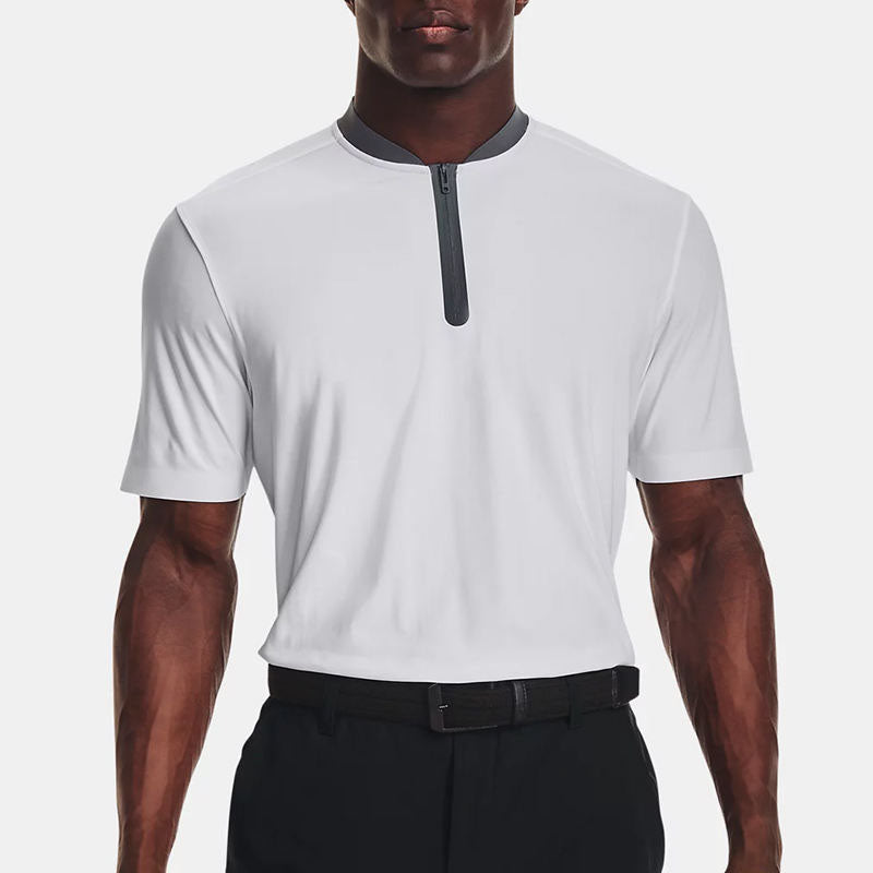 Custom Mens Black Golf Polo with Quarter-Zip Collar