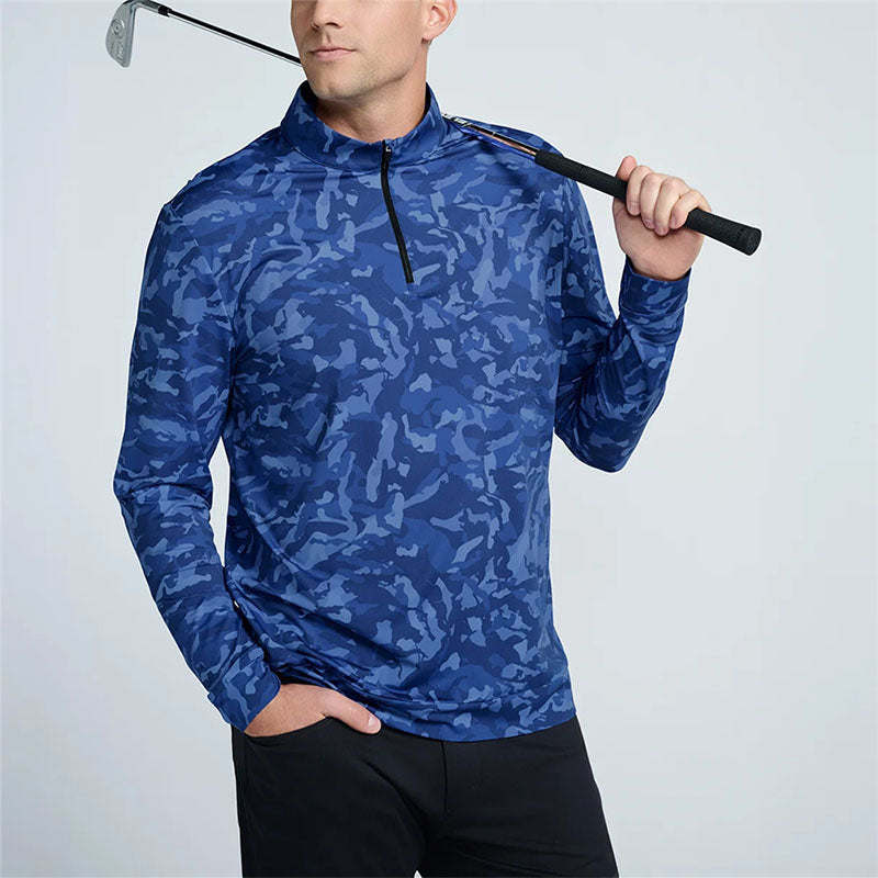 Custom Men’s Camo Golf 1/4 Zip Pullover | Quick-Dry OEM Manufacturer