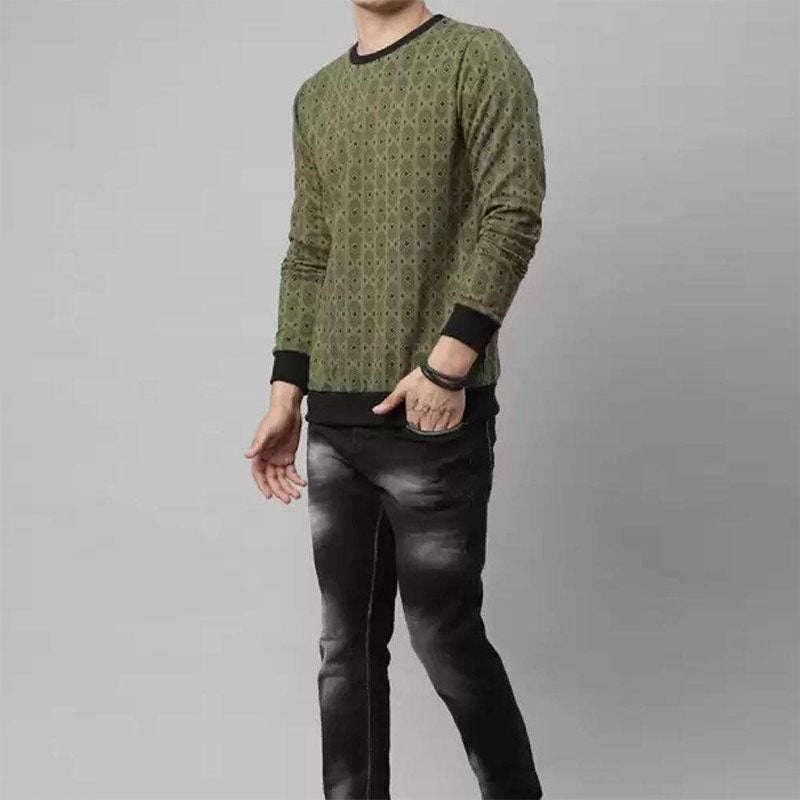 Custom Mens Crewneck Sweatshirt in Heavyweight Cotton Terry Print