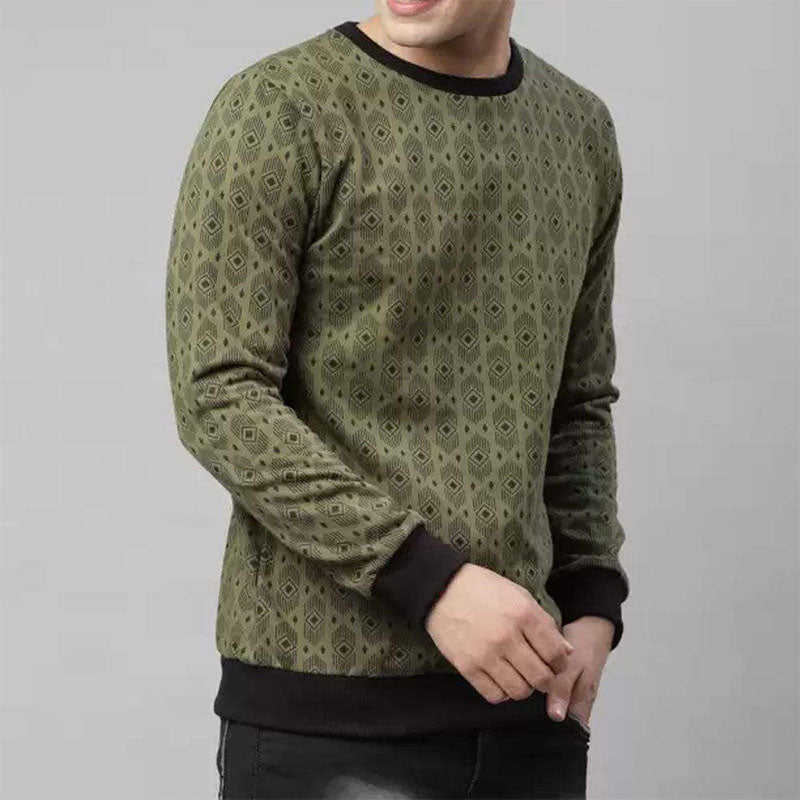 Custom Mens Crewneck Sweatshirt in Heavyweight Cotton Terry Print