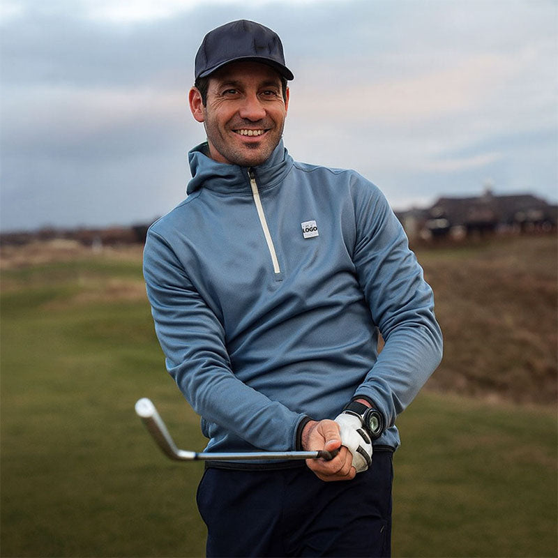 Custom Men’s Golf Hoodie with Contrast Printed Hood Lining