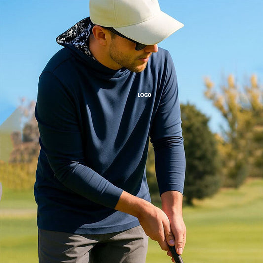 Custom Men’s Golf Hoodie with Contrast Printed Hood Lining