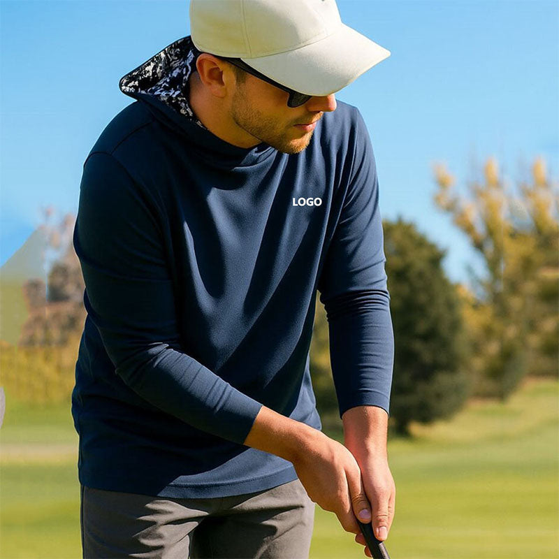Custom Men’s Golf Hoodie with Contrast Printed Hood Lining