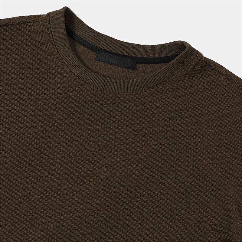 Custom Mens Crewneck Sweatshirt with Patchwork Sleeves for OEM Streetwear