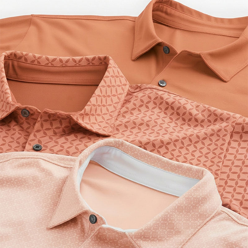 Custom Mens Pink Golf Polo with Tropical Palm Print