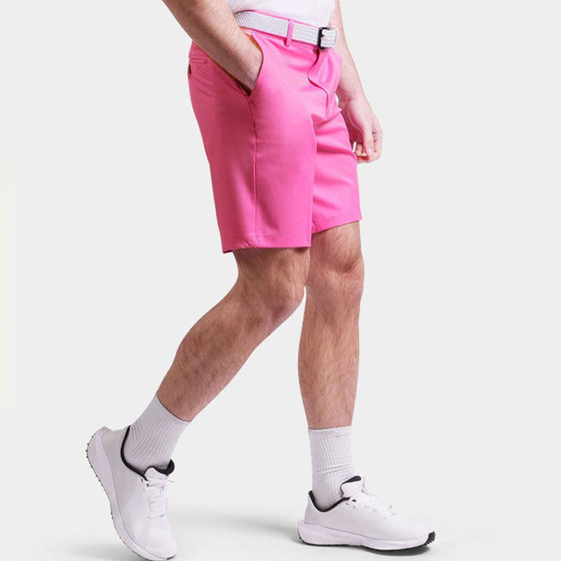 Custom Men's Pink Golf Shorts with Stretch Woven Fabric