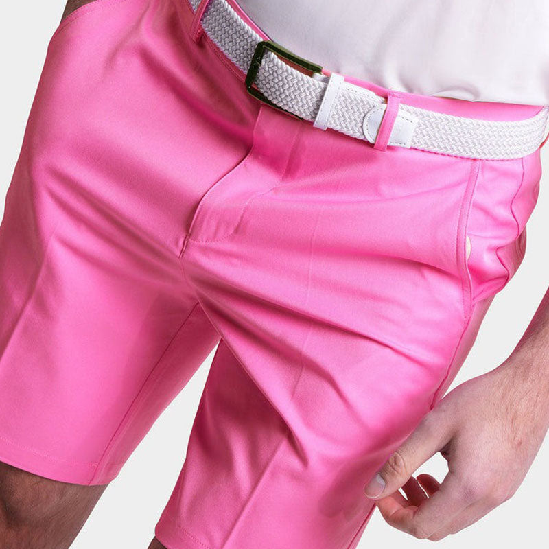 Custom Men's Pink Golf Shorts with Stretch Woven Fabric