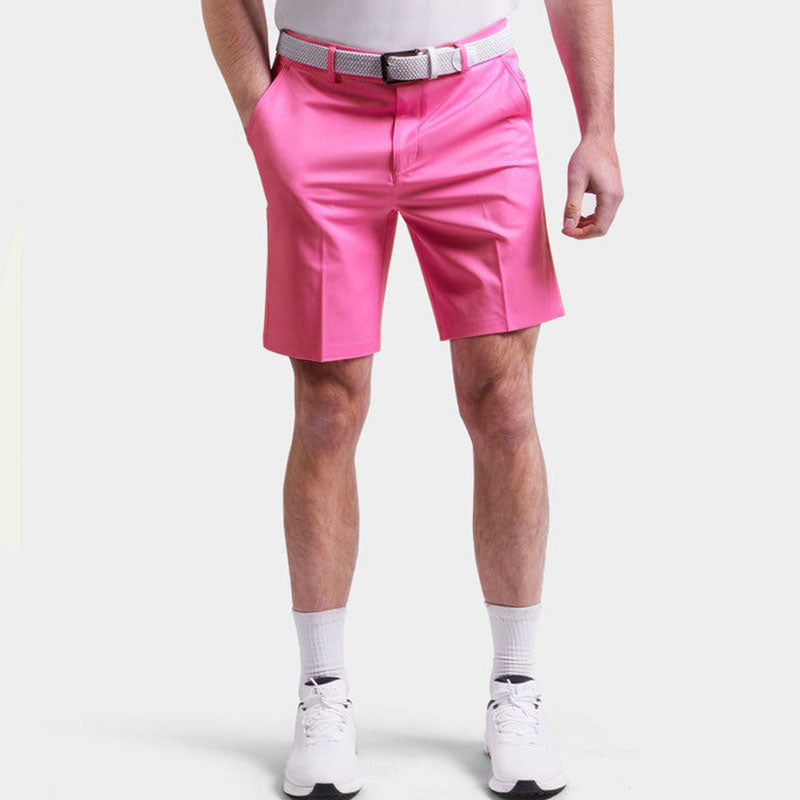 Custom Men's Pink Golf Shorts with Stretch Woven Fabric