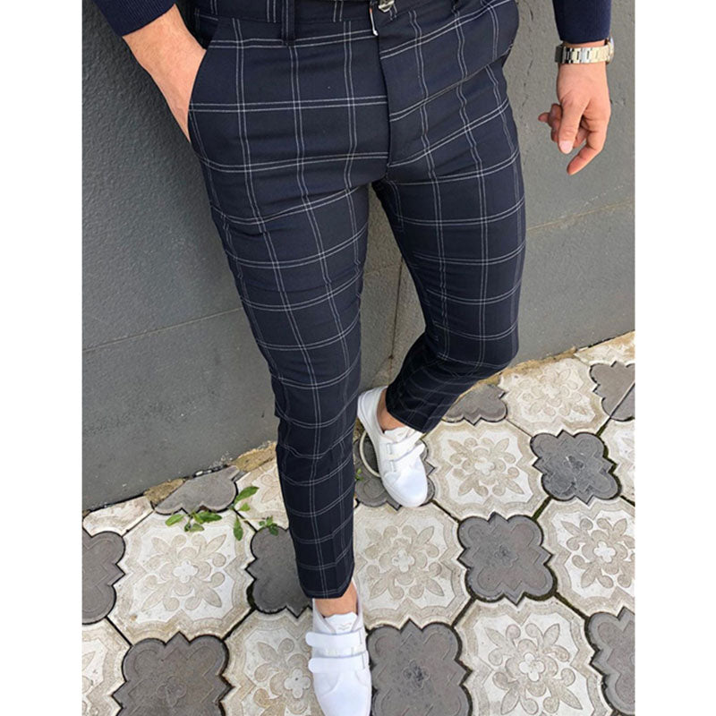Custom Mens Plaid Golf Pants with Tapered Check-Print Design