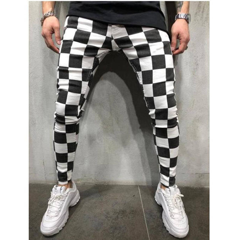 Custom Mens Plaid Golf Pants with Tapered Check-Print Design