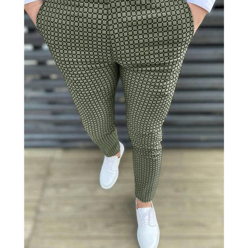 Custom Mens Plaid Golf Pants with Tapered Check-Print Design