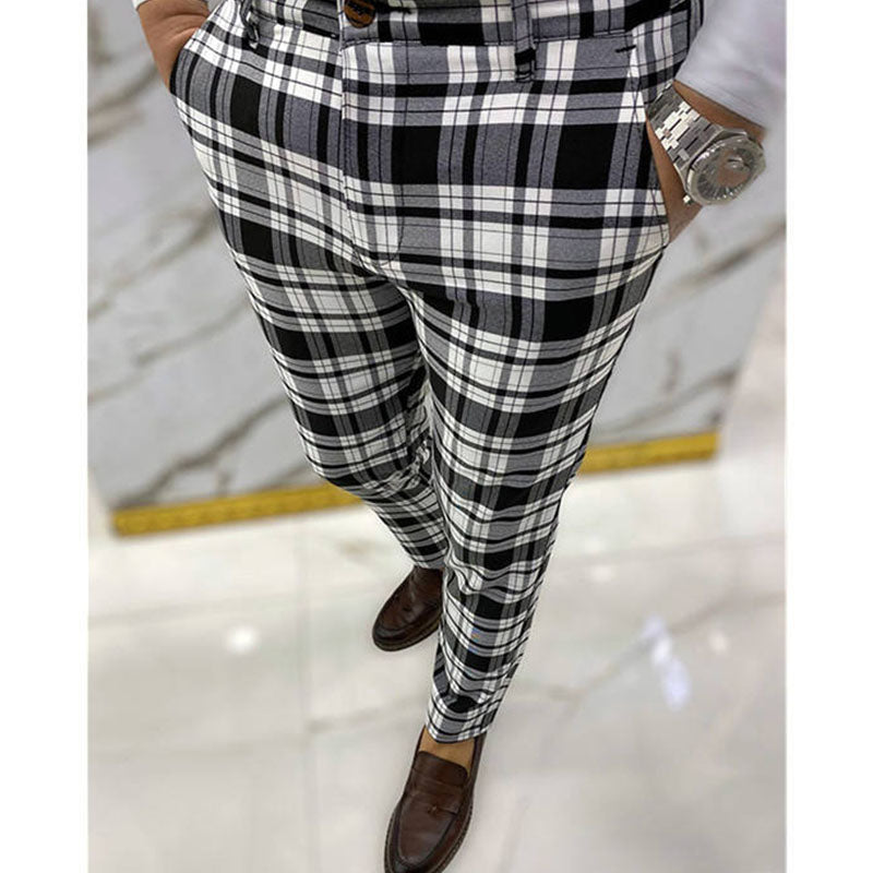 Custom Mens Plaid Golf Pants with Tapered Check-Print Design