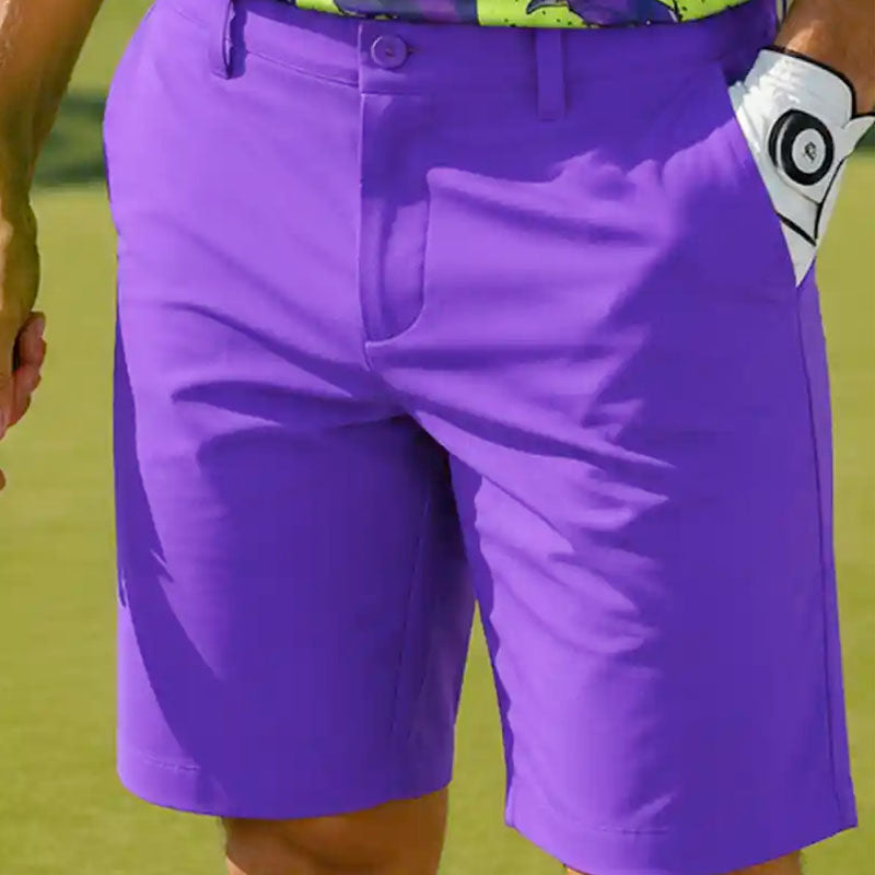 Custom Mens Purple Golf Shorts with Tailored Belt-Loop Waist