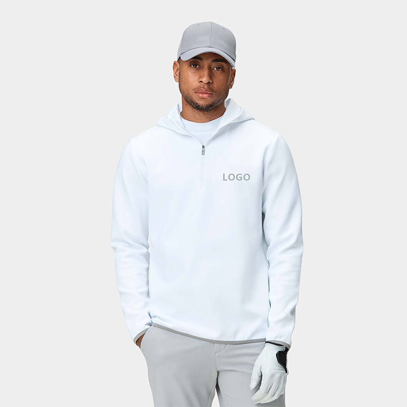 Custom Men’s Quarter-Zip Golf Hoodie in 230 GSM Stretch Fabric