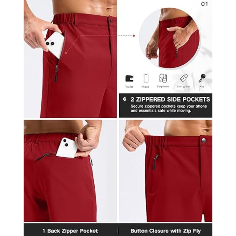 Custom Men's Red Golf Shorts with Sporty Zip Pockets
