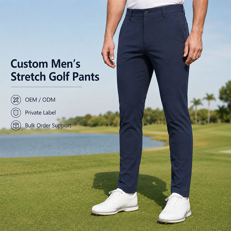 Custom Mens Slim Golf Pants with Quick-Dry Nylon-Cotton Fabric