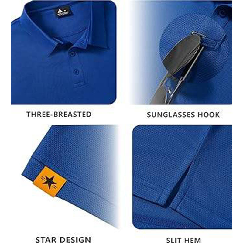 Custom Navy Blue Golf Polo with Left-Sleeve Logo Branding