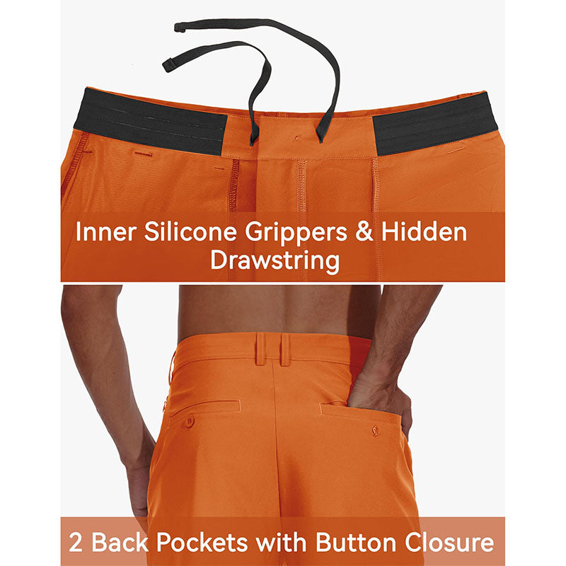 Custom Orange Golf Shorts in 180gsm Quick-Dry Stretch Fabric