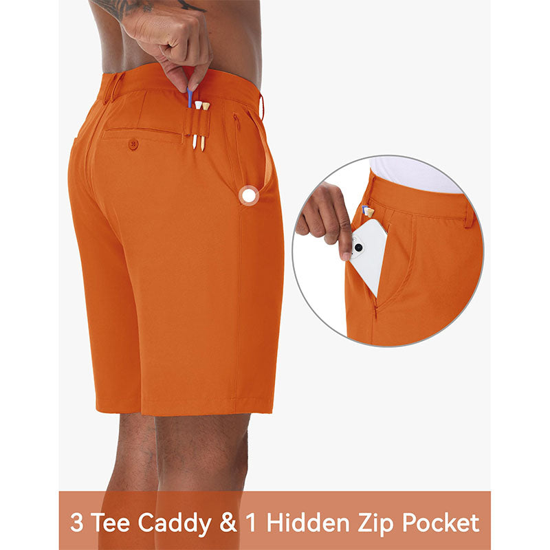 Custom Orange Golf Shorts in 180gsm Quick-Dry Stretch Fabric