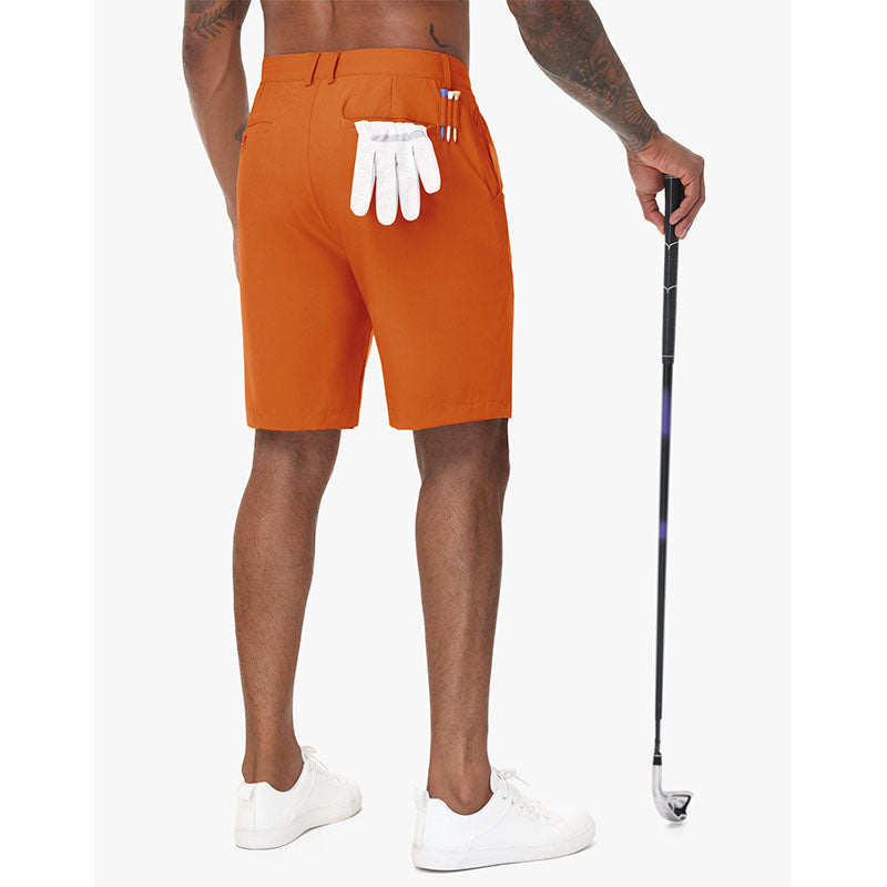 Custom Orange Golf Shorts in 180gsm Quick-Dry Stretch Fabric