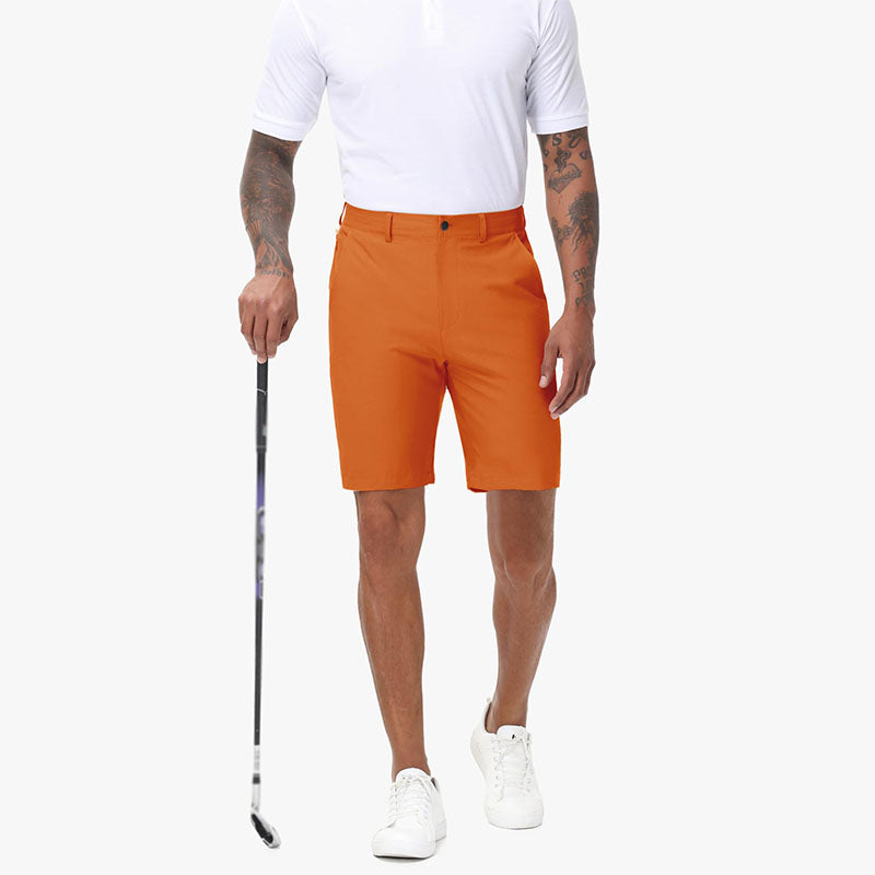 Custom Orange Golf Shorts in 180gsm Quick-Dry Stretch Fabric