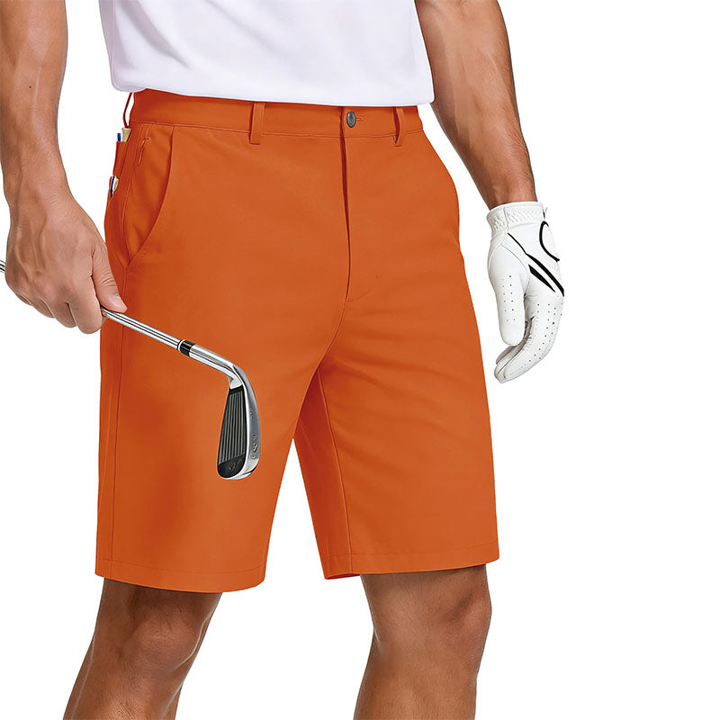 Custom Orange Golf Shorts in 180gsm Quick-Dry Stretch Fabric