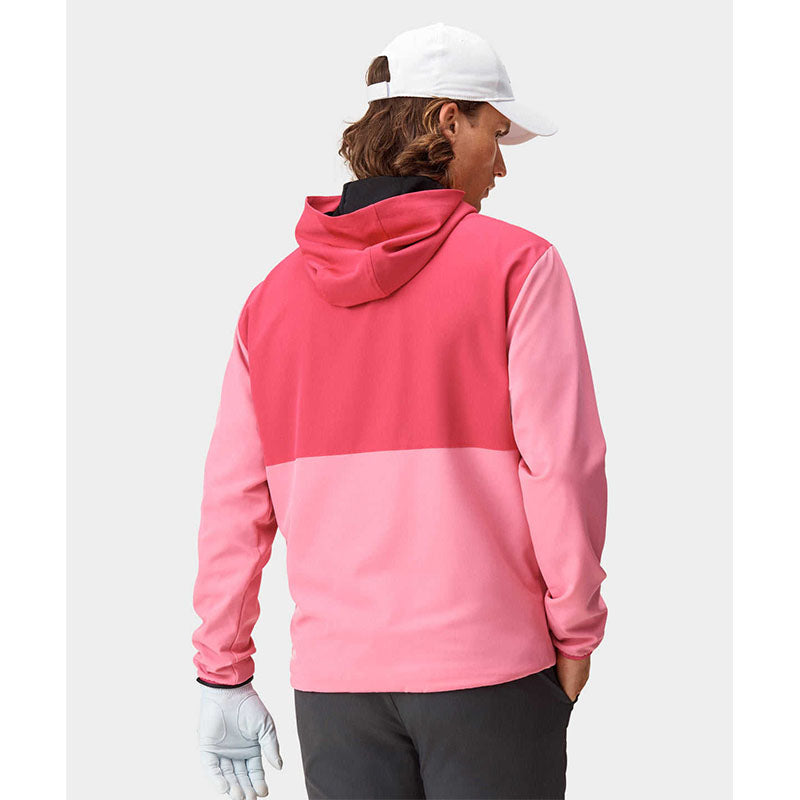Custom Pink Color-Block Quarter-Zip Golf Hoodie for Private Label