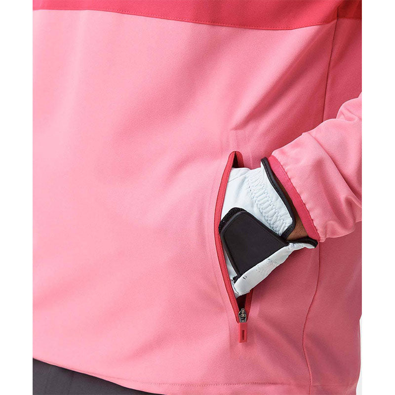 Custom Pink Color-Block Quarter-Zip Golf Hoodie for Private Label