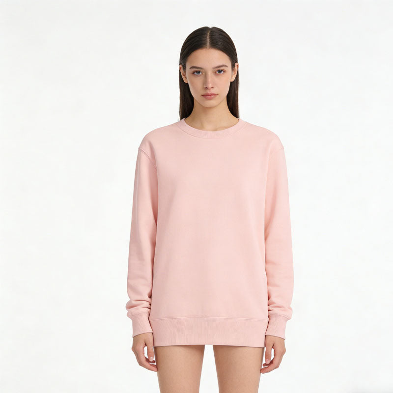 Custom Pink Crewneck Sweatshirt in 300g Cotton Fleece for OEM Collections