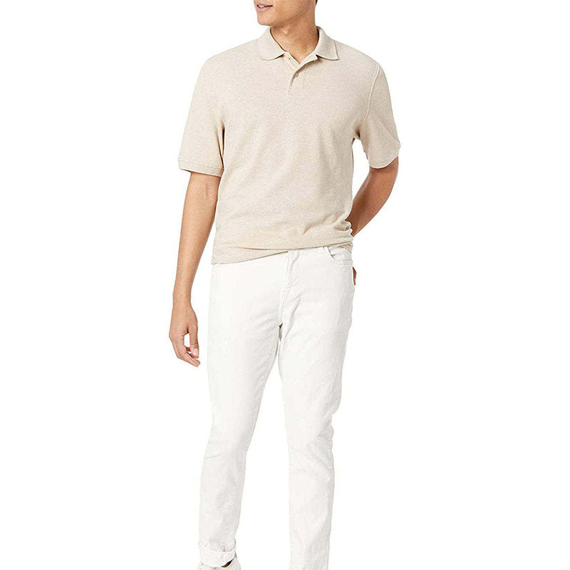 Custom Polo Golf Shirts in Sand Beige 220 GSM Quick-Dry Fabric