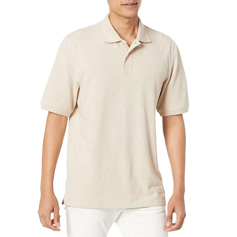 Custom Polo Golf Shirts in Sand Beige 220 GSM Quick-Dry Fabric