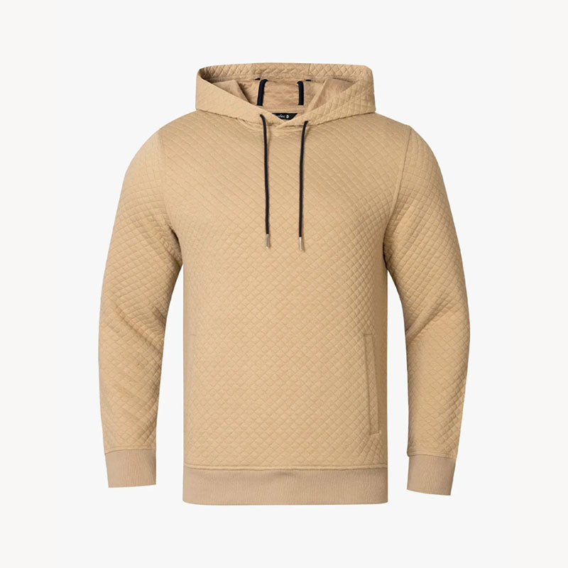 Custom Quilted Men’s Golf Hoodie with Ribbed Cuffs and Hem