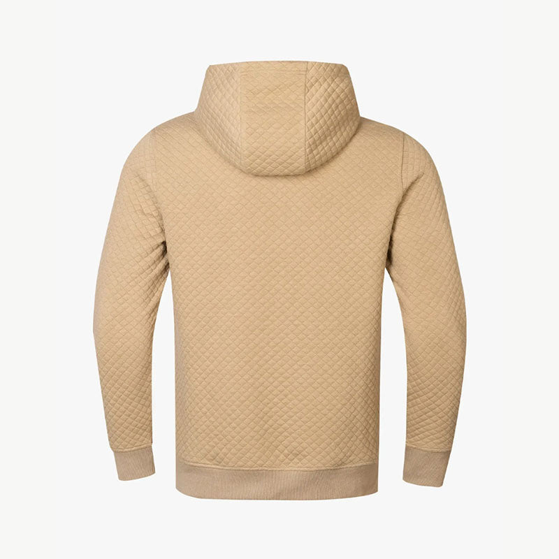 Custom Quilted Men’s Golf Hoodie with Ribbed Cuffs and Hem
