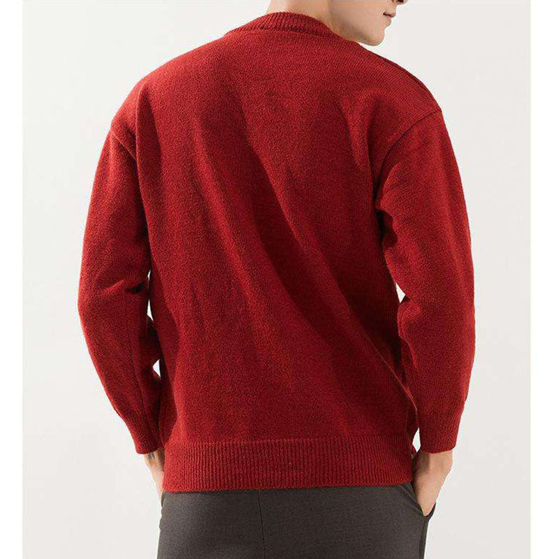 Custom Red Knit Crewneck Sweater Manufacturer