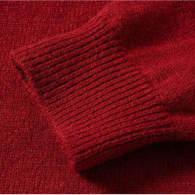 Custom Red Knit Crewneck Sweater Manufacturer