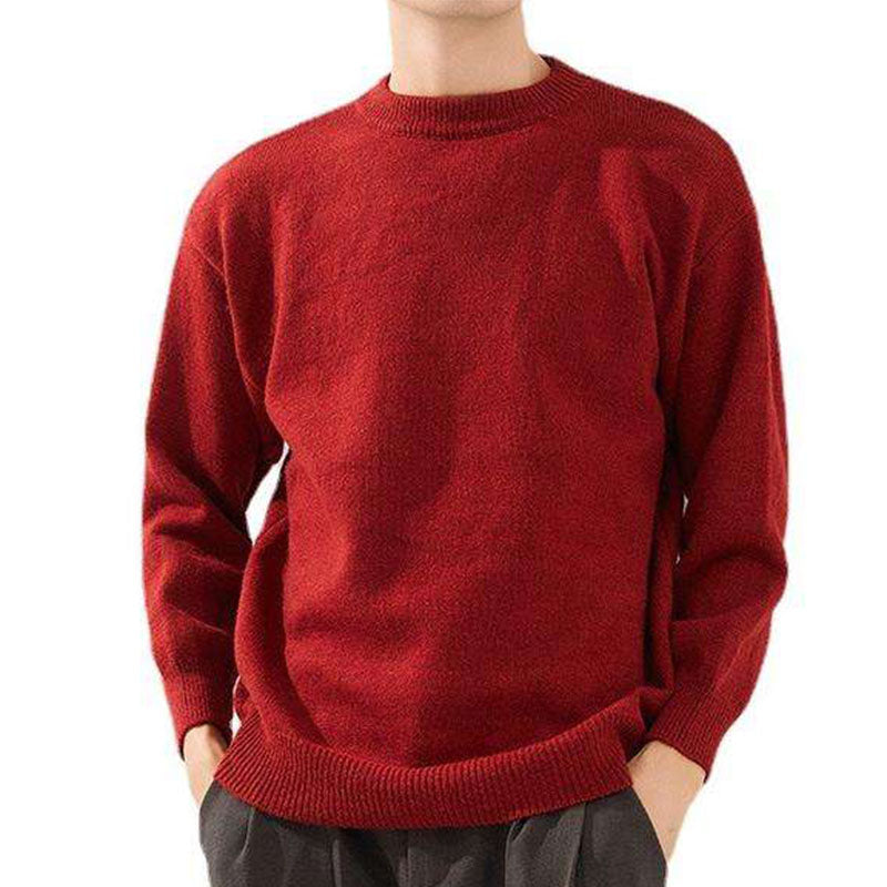 Custom Red Knit Crewneck Sweater Manufacturer