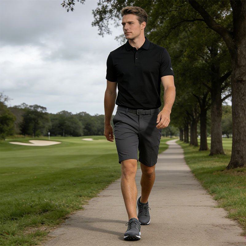 Custom Slim Fit Golf Shorts with Elastic Waist and Webbing Belt