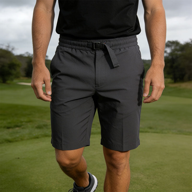 Custom Slim Fit Golf Shorts with Elastic Waist and Webbing Belt