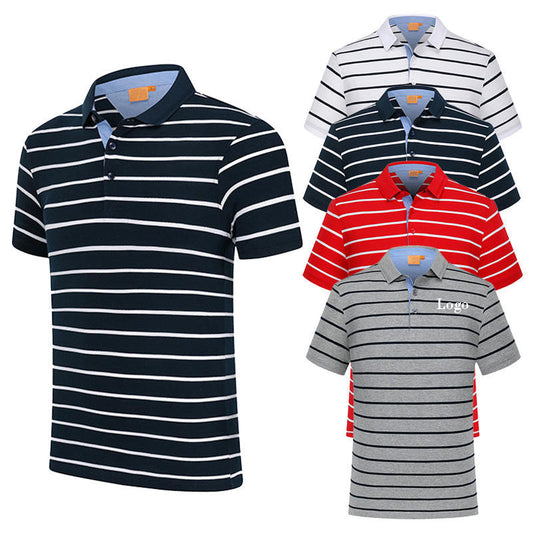Custom Striped Golf Polo Shirts in 100% Cotton Knit