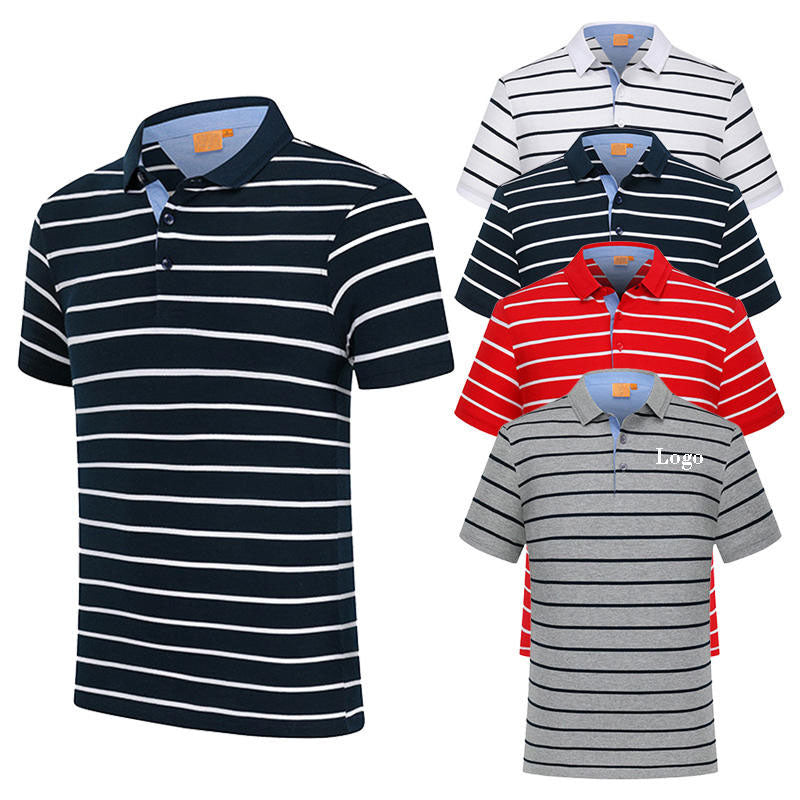 Custom Striped Golf Polo Shirts in 100% Cotton Knit