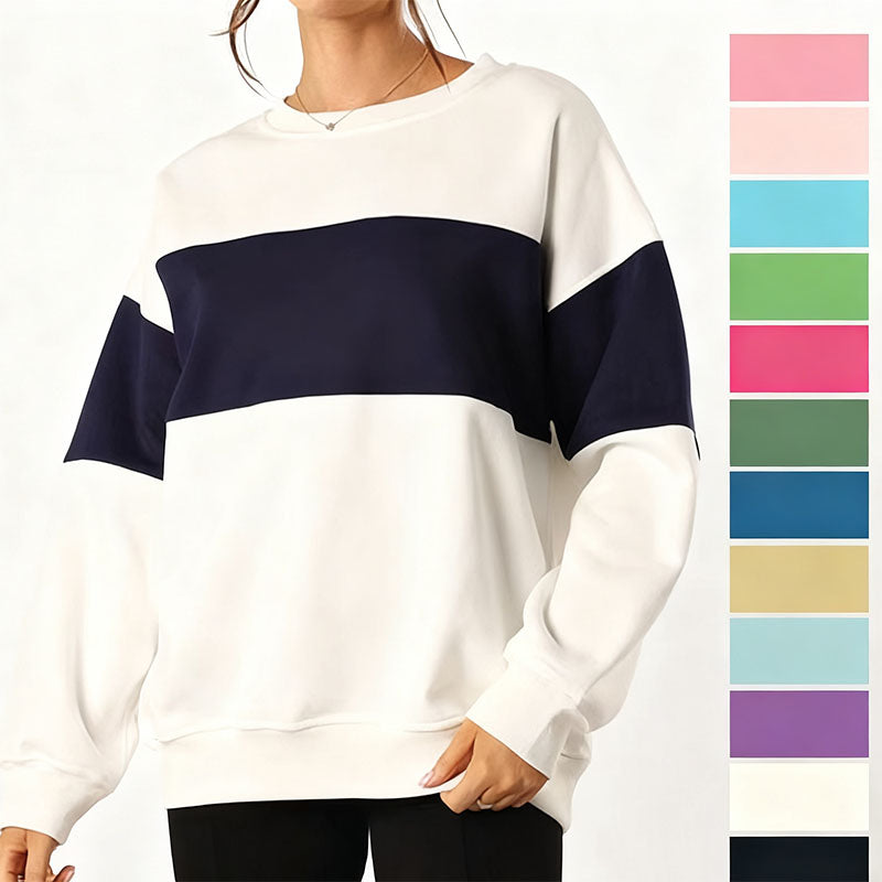 Custom Women’s Color Block Crewneck Sweatshirt for OEM Apparel