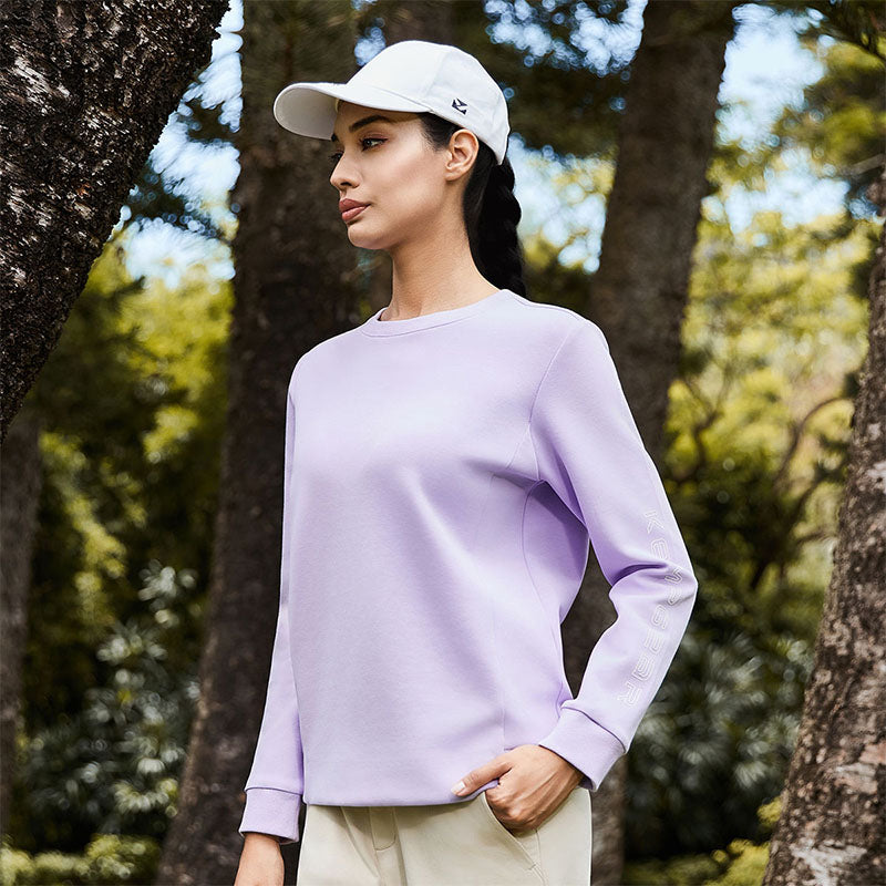 Custom Womens Crewneck Sweatshirt with Side Pockets and Sleeve Logo