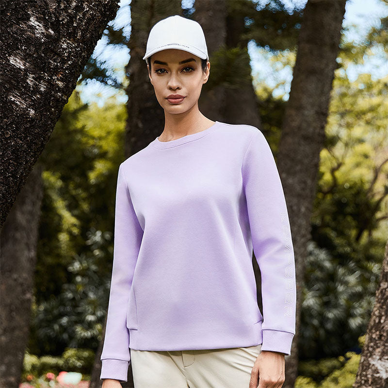 Custom Womens Crewneck Sweatshirt with Side Pockets and Sleeve Logo