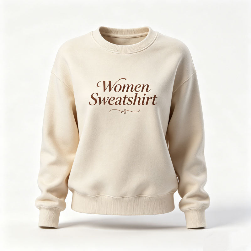 Custom Womens Crewneck Sweatshirts in 360 GSM Cotton with Typography Print