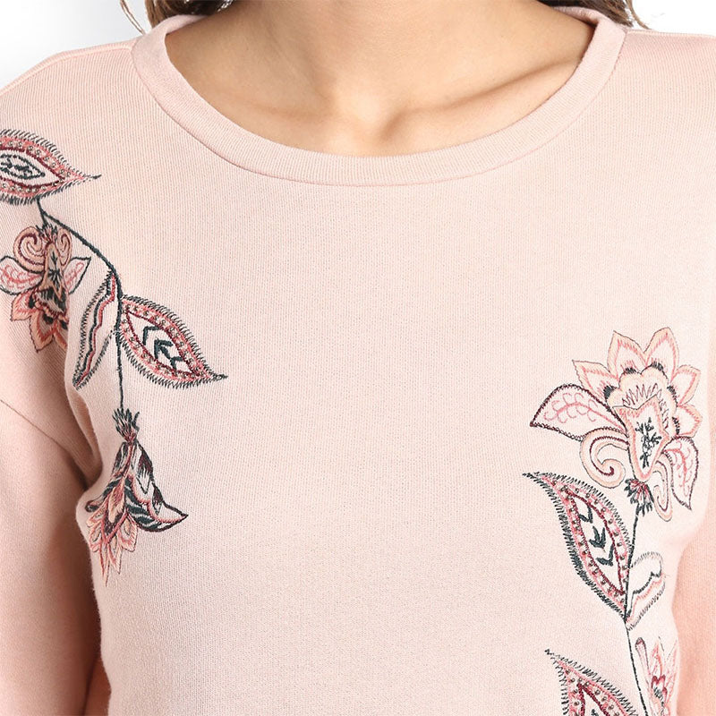Custom Women's Crewneck Sweatshirts with Floral Embroidery