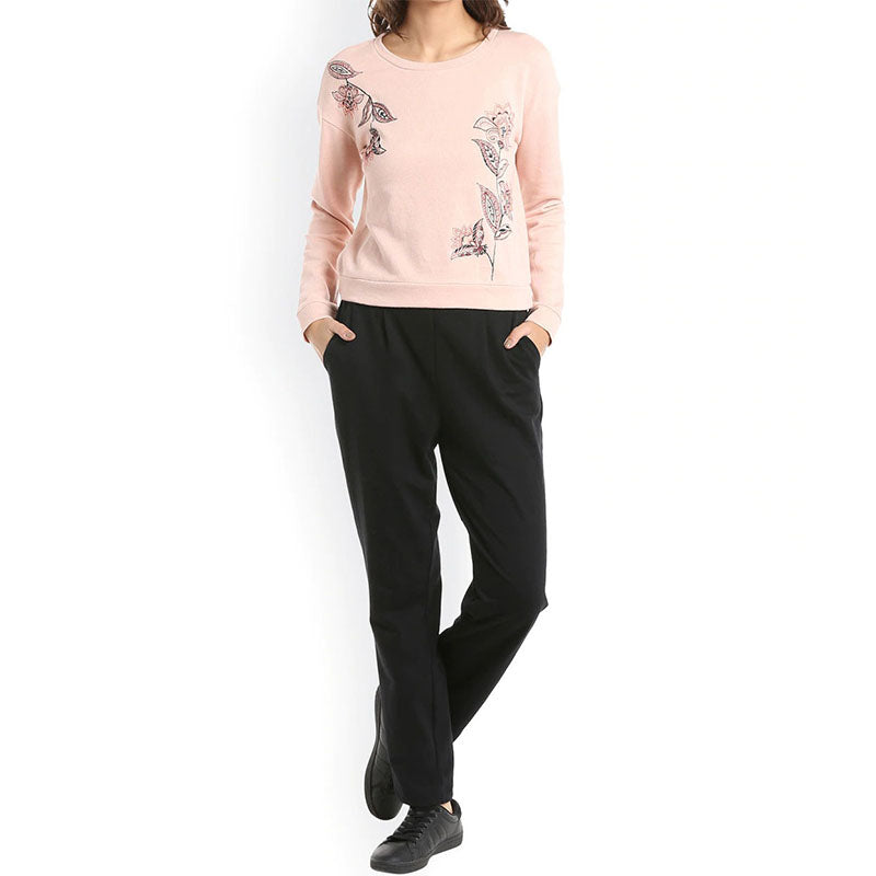Custom Women's Crewneck Sweatshirts with Floral Embroidery