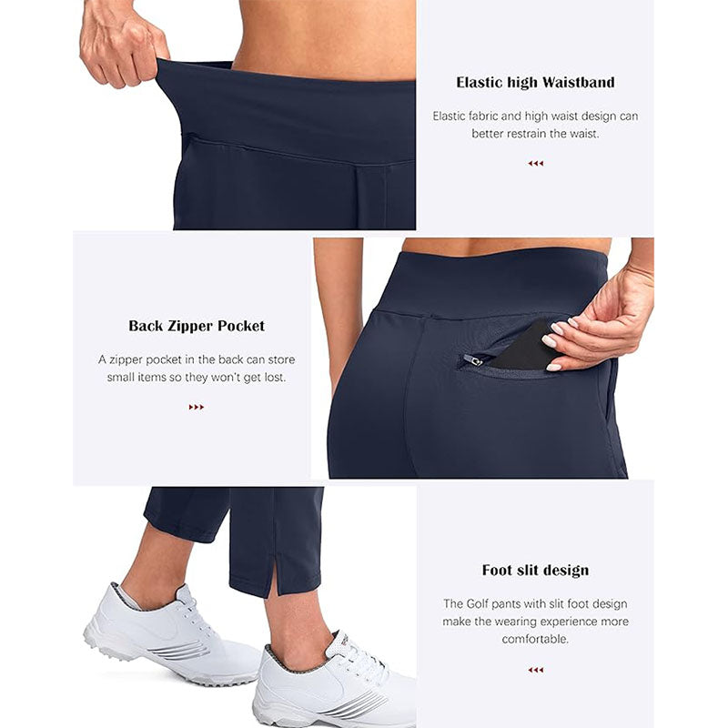 Custom Womens Petite Golf Pants with Short Inseam and Zip Pockets