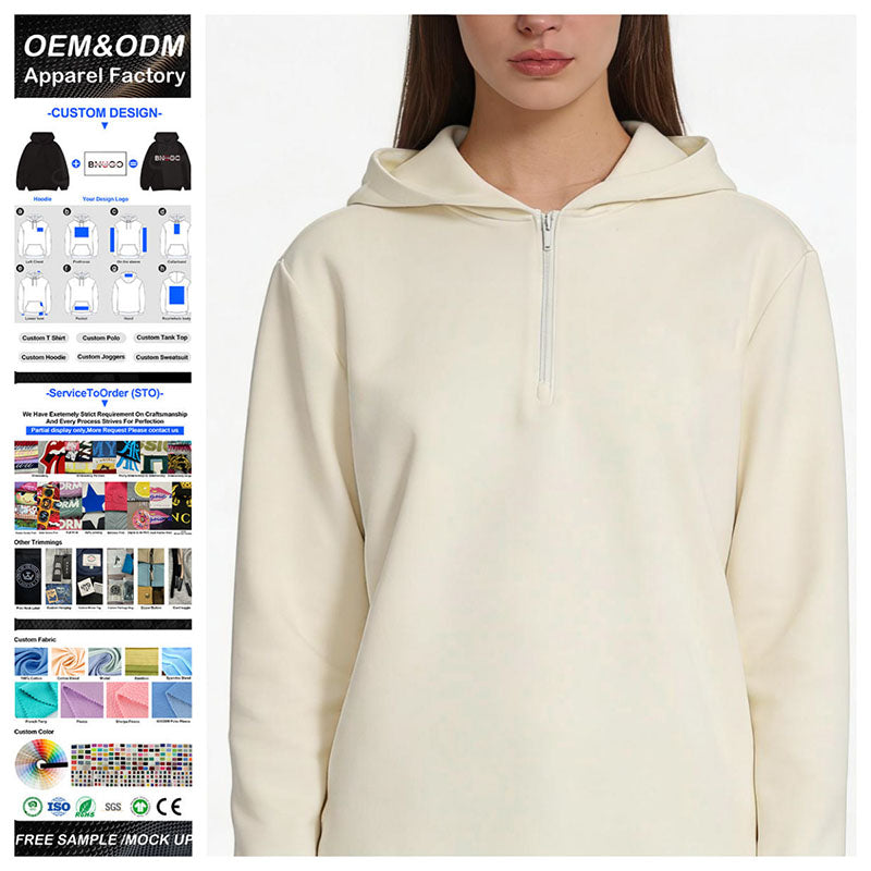 Custom Women’s Quarter-Zip Golf Hoodie in 340 GSM Cotton Blend